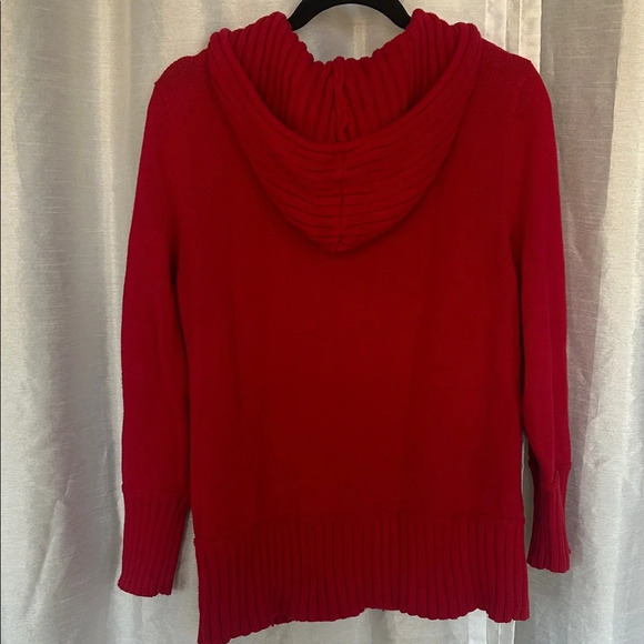 Cozy Red Women's Zip Up Knit Sweater - Picture 5 of 6
